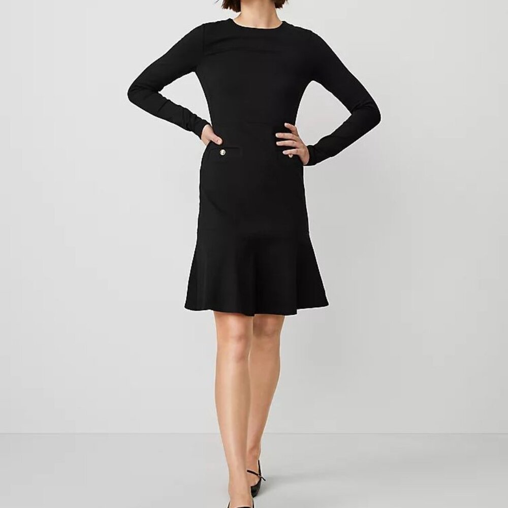 Ann Taylor Fit and Flare Black Dress